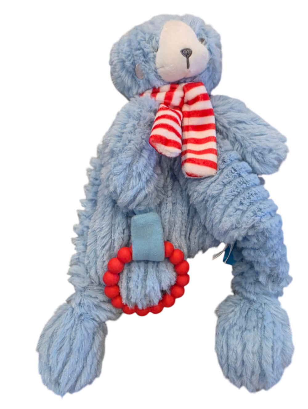 MANHATTAN TOY CO 2018 BLUE TEDDY BEAR BABY SECURITY BLANKET PACIFIER HOLDER SOFT